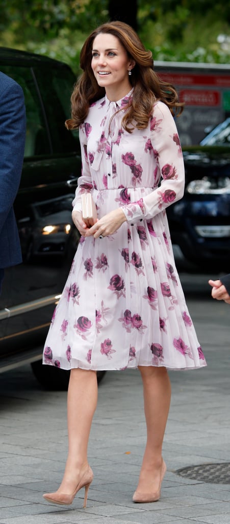 The Duchess of Cambridge wore a printed Kate Spade dress as she attended a World Mental Health Day celebration in October 2016 in London.