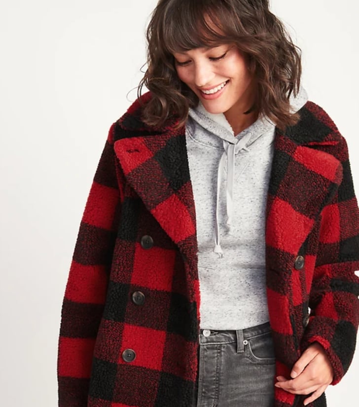 old navy buffalo plaid sherpa