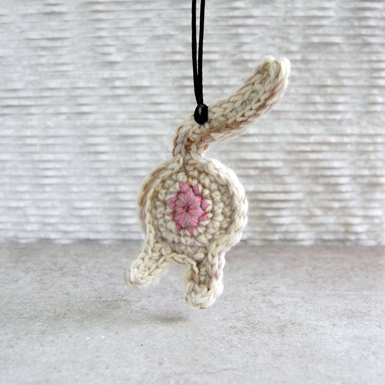 White Crocheted Kitty Butt Ornament