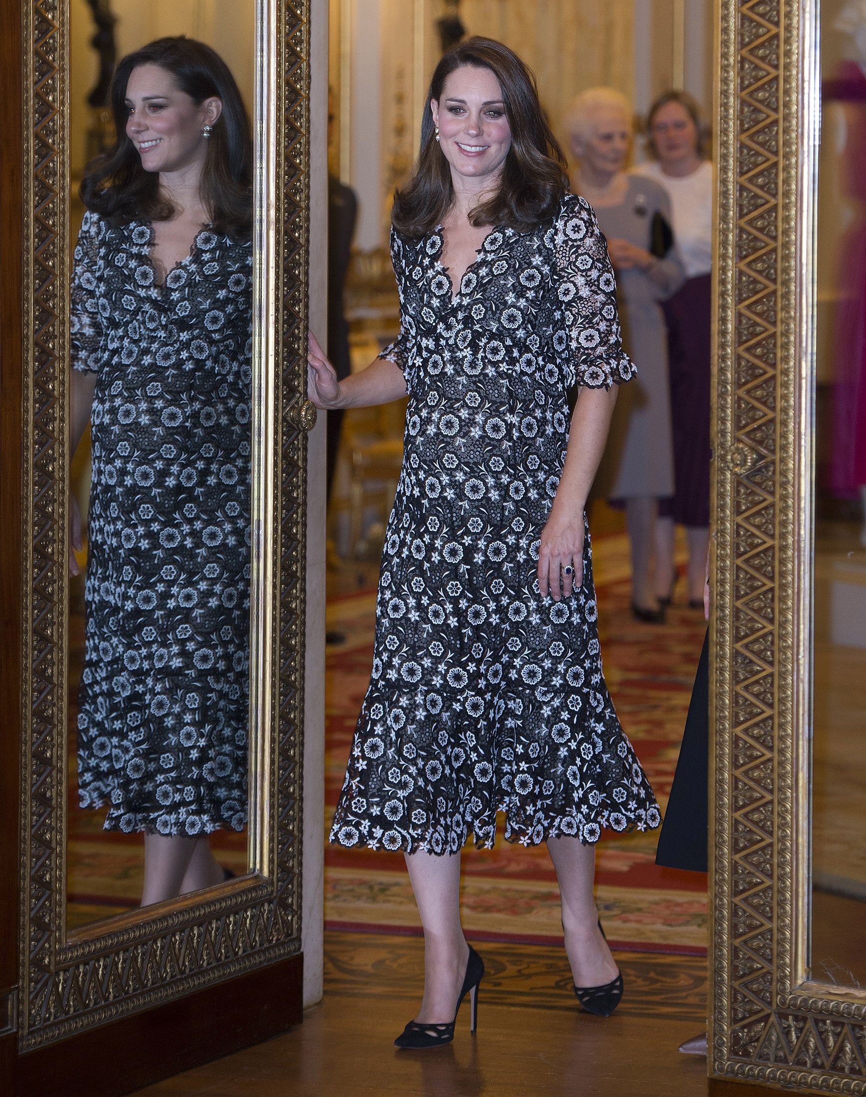 kate middleton blue and white floral dress Black Erdem Royal Blue and Green cocktail Size:XXL - US 12