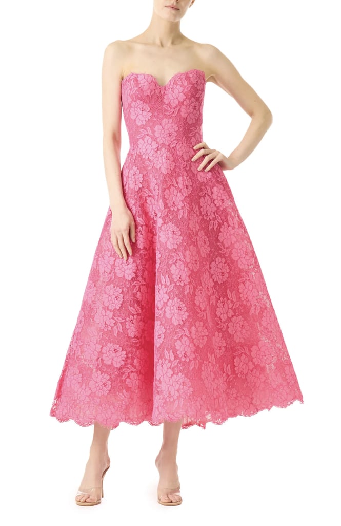 Monique Lhuillier Full Skirted Lace Cocktail Dress