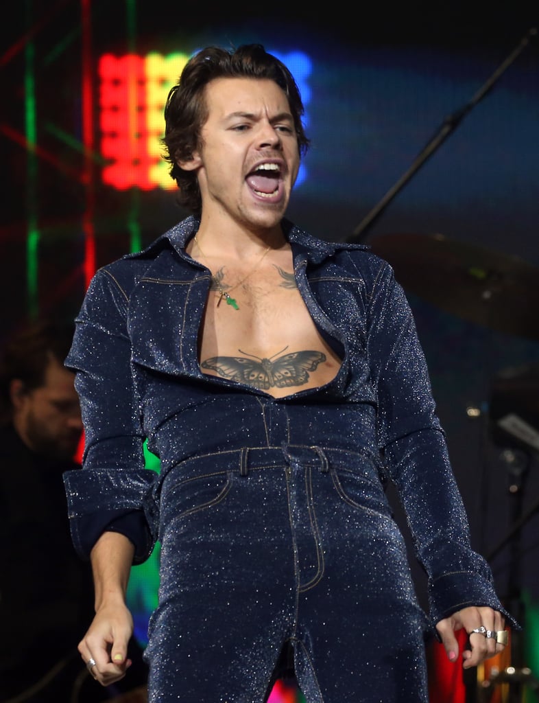 Harry Styles Wearing His Cross Necklace at the 2019 Jingle Bell Ball