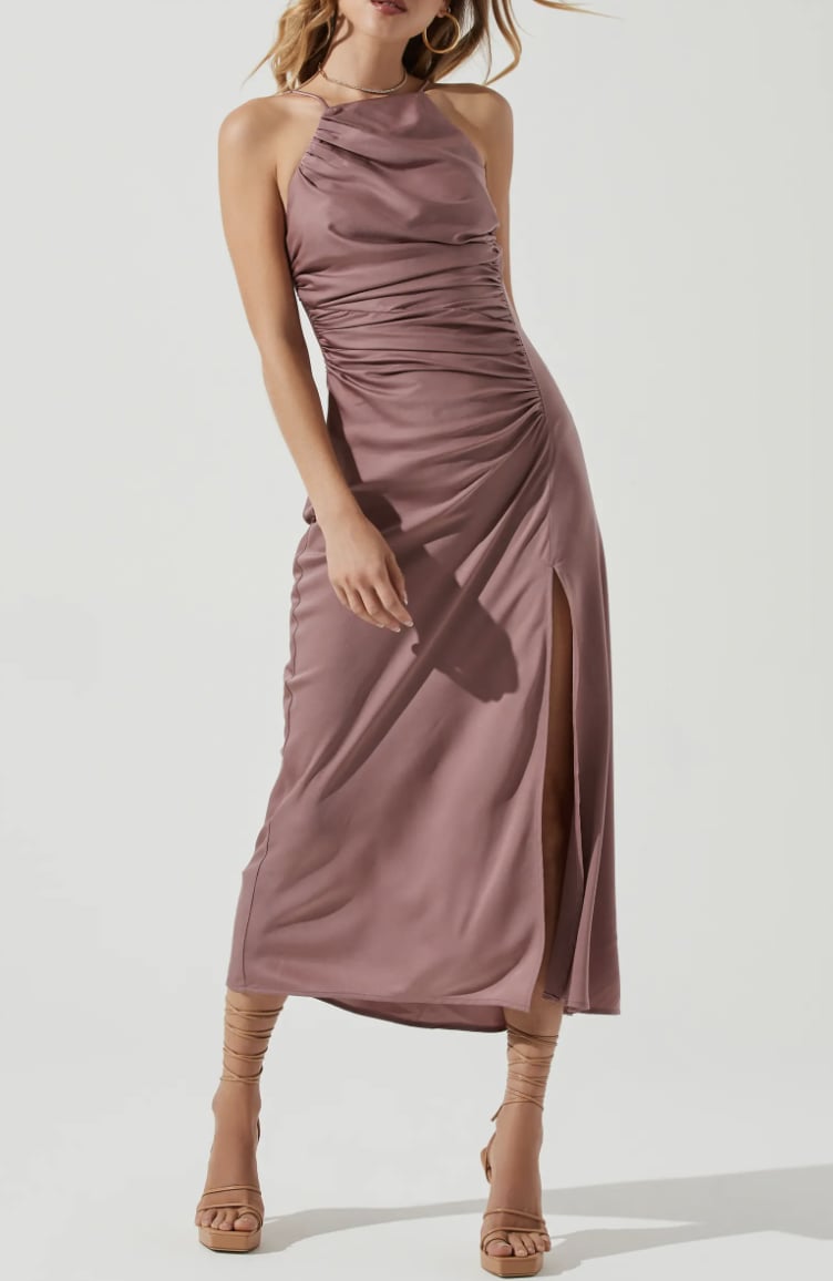 For Date Night: ASTR the Label Halter Neck Satin Maxi Dress