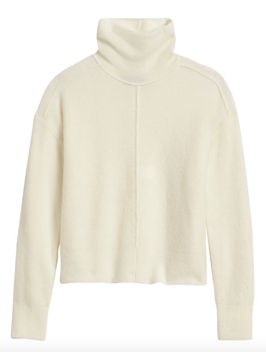 Petite Merino-Blend Funnel-Neck Sweater