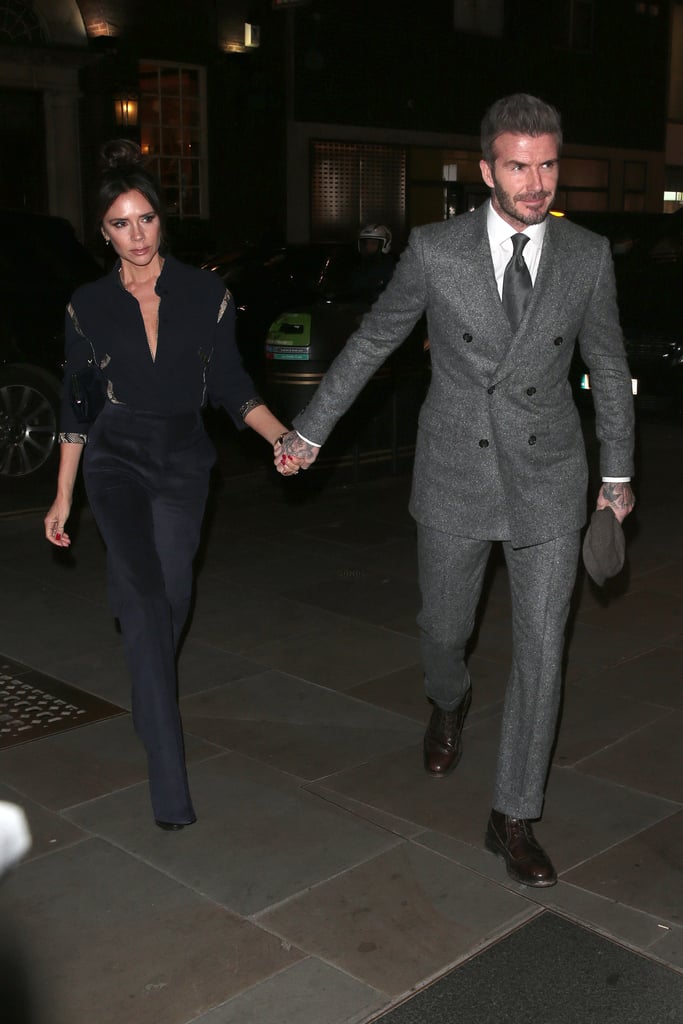 Victoria Beckham Blue Snakeskin Blouse With David Beckham