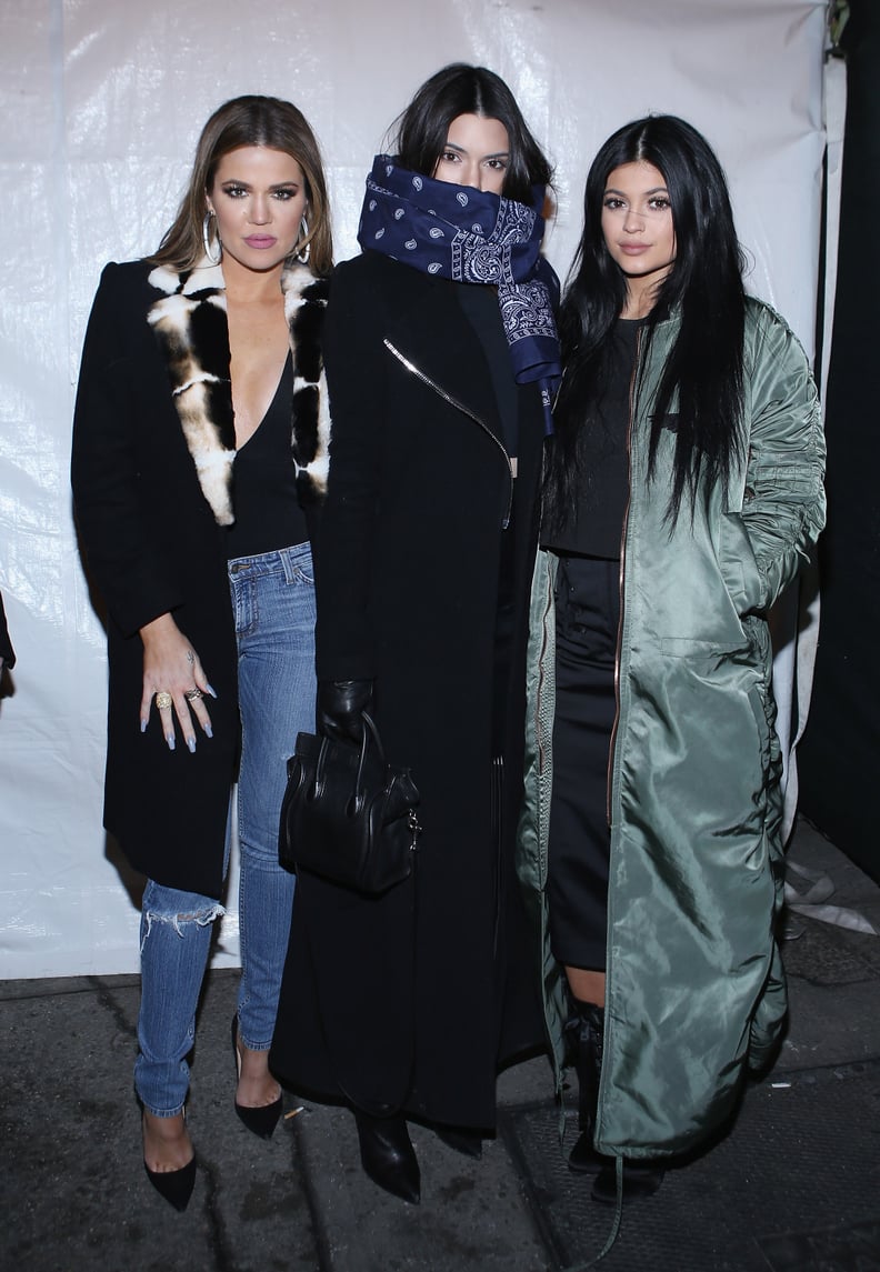 While Khloé and Kylie Bared Skin, Kendall Kept Warm by Bundling Up in a Thick Coat