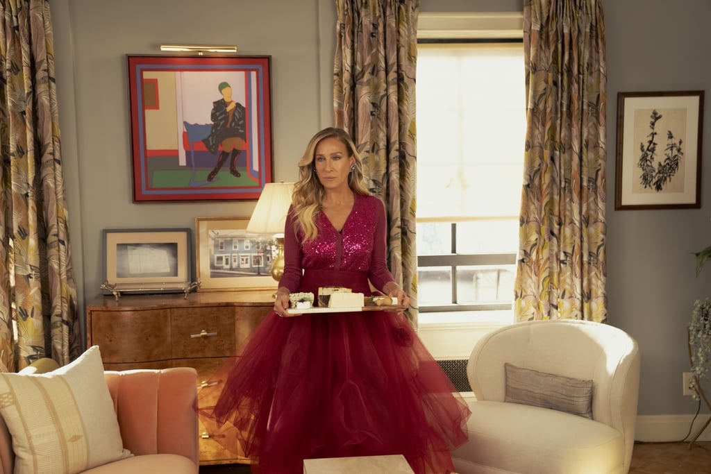 Carrie Bradshaw's Sequin Sweater and Red Tutu on "AJLT" Season 3, Episode 12
