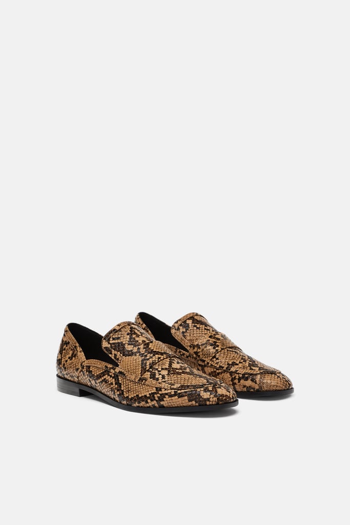Zara Printed Loafers How to Wear Flats Fall 2018 POPSUGAR Fashion