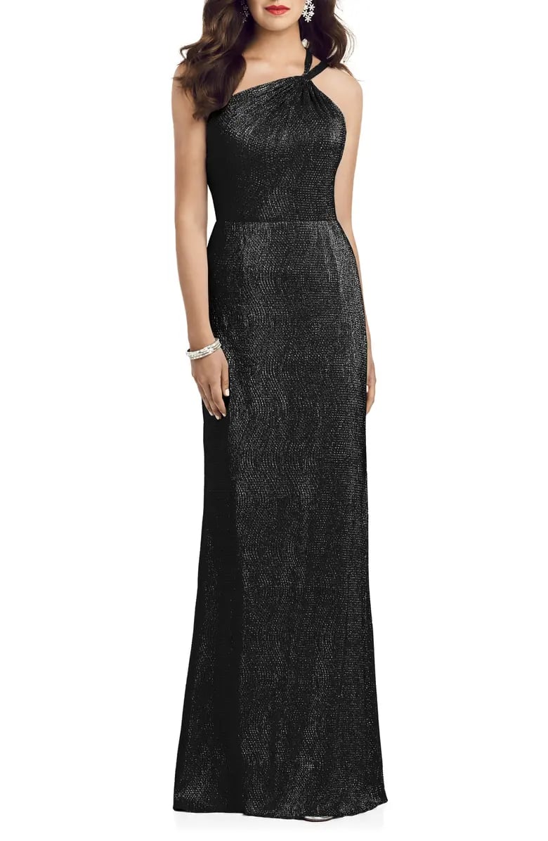 Old School Glamour: Dessy Collection Soho Metallic One-Shoulder Gown