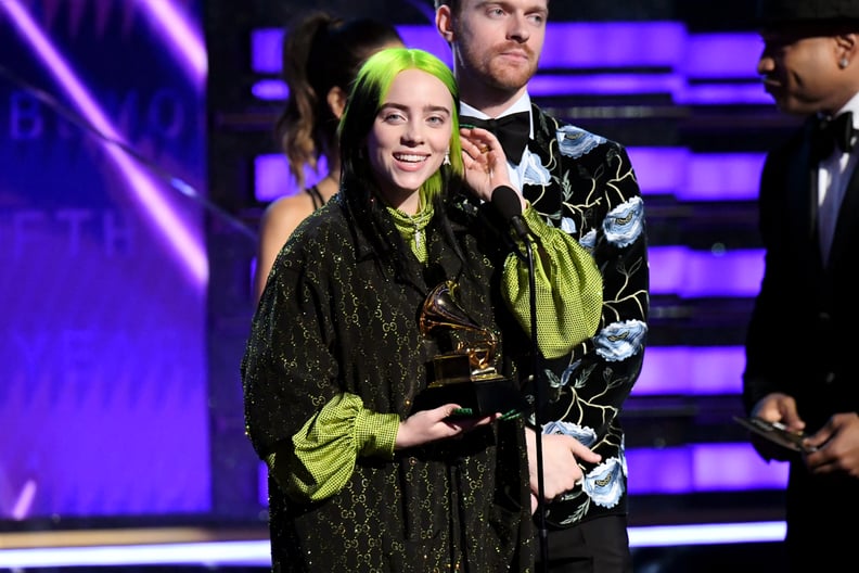 LOS ANGELES, CALIFORNIA - JANUARY 26: (L-R) Billie Eilish and Finneas O'Connell accept Album of the Year for 