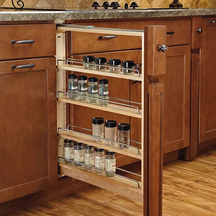 Rev-A-Shelf 3-Inch Pullout Adjustable Wood Kitchen Cabinet Organizer Rack