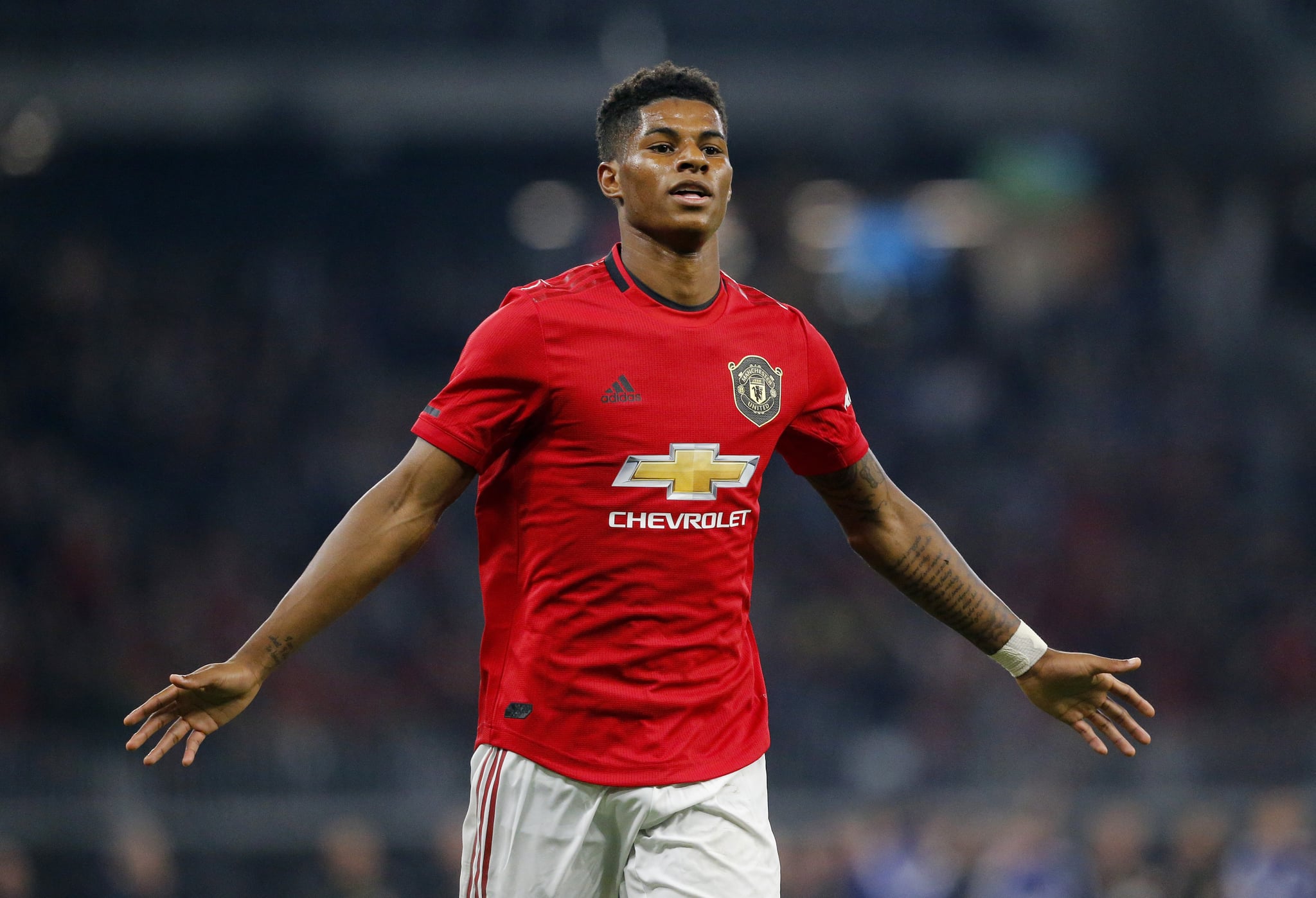 PERTH, AUSTRALIA - JULY 17: Marcus Rashford of Manchester United celebrates his goal during the match between Manchester United and Leeds United at Optus Stadium on July 17, 2019 in Perth, Australia. (Photo by James Worsfold/Getty Images)