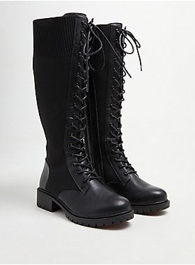 Stretch Knit Combat Knee Boot