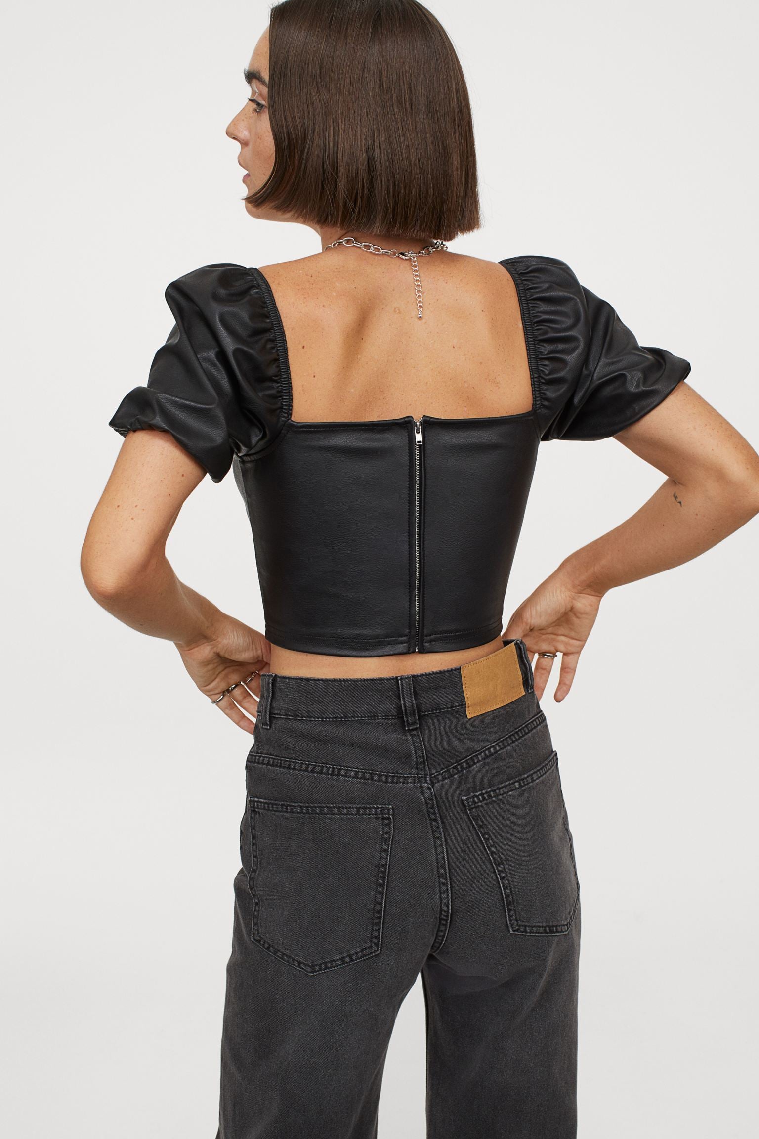 H&m leather top cheap