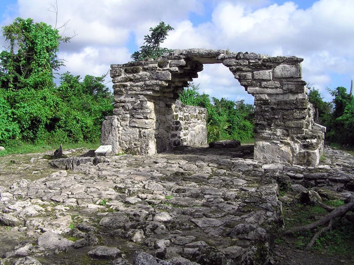 Mayan ruins dot the landscape.