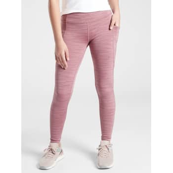 ATHLETA Girl Chit Chat Tight Brown Pink Drawstring Leggings