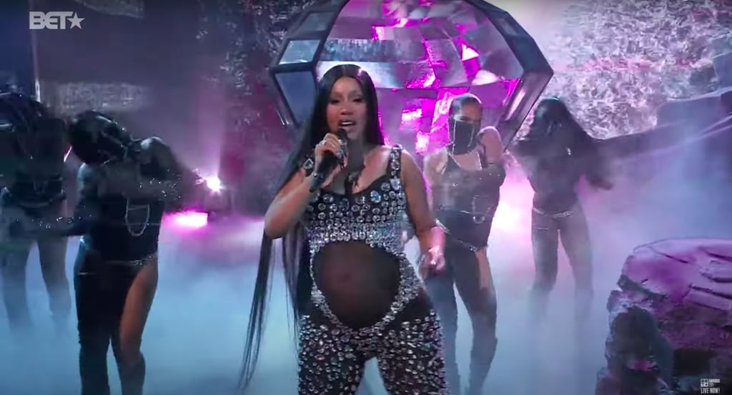 Cardi B Debuts Baby Bump Wearing a Sparkling Bodysuit