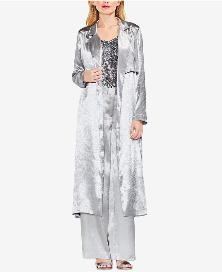 Vince Camuto Rumple Satin Belted Trench Coat