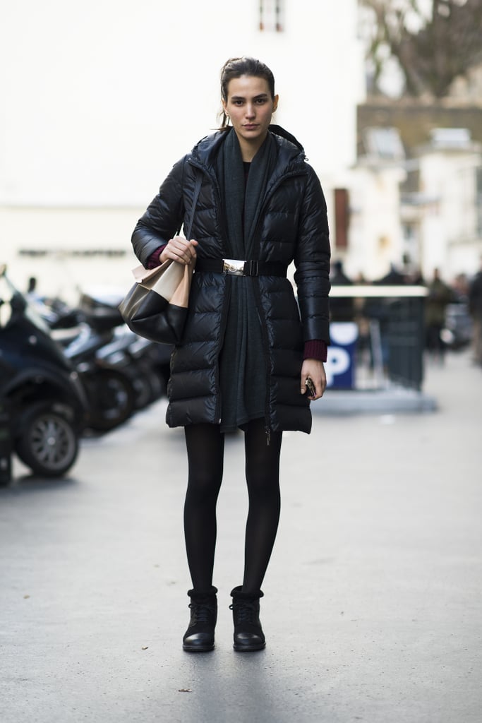Reinvent the puffer coat just by refusing the use the zipper – and adding a belt at the waist instead.
Source: Le 21ème | Adam Katz Sinding