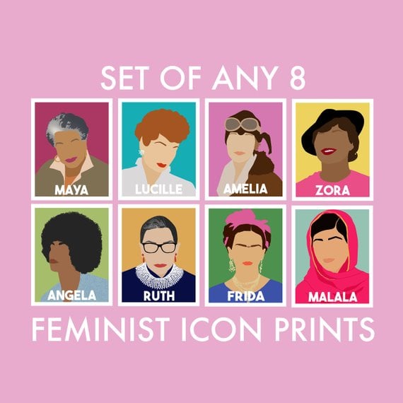 Set Of 8 Feminist Icon Prints Famous Women In History Ts