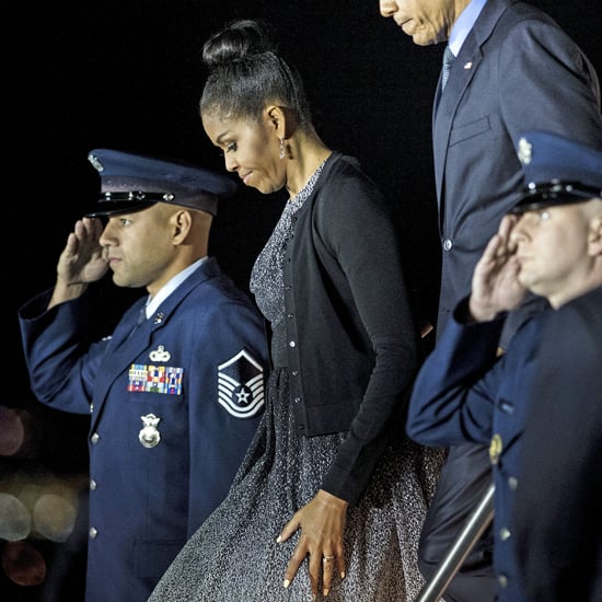 Michelle Obama Wearing a Gray Dress