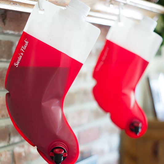 This Santa's Stocking Flask Bag Holds 3 Bottles of Wine