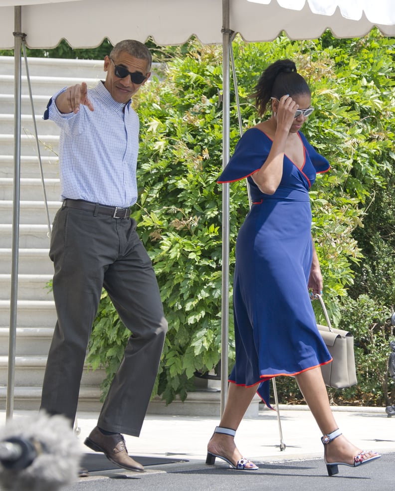 Michelle's Navy Dress With Contrasting Piping