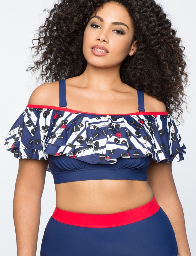 Eloquii Off-the-Shoulder Ruffle Bikini Top