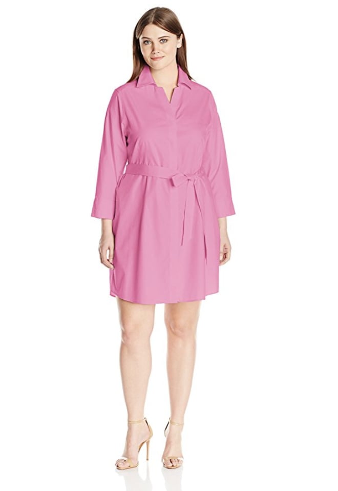 Foxcroft Women's Plus Size 3/4 Sleeve Taylor Shirt Dress