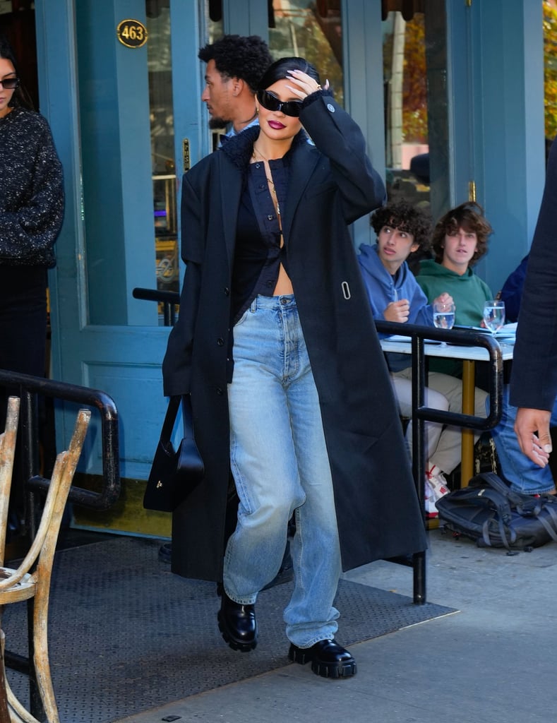 Kylie Jenner Wore a Black Cardigan and Jeans Shopping in NYC