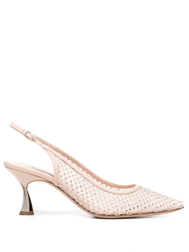 Casadei Mesh Detail Stud-Embellished Pumps