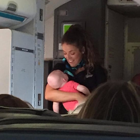 Flight Attendant Helps Mom With Crying Baby