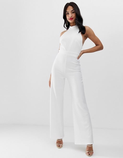 True Violet Exclusive Wide Leg Halter Neck Jumpsuit