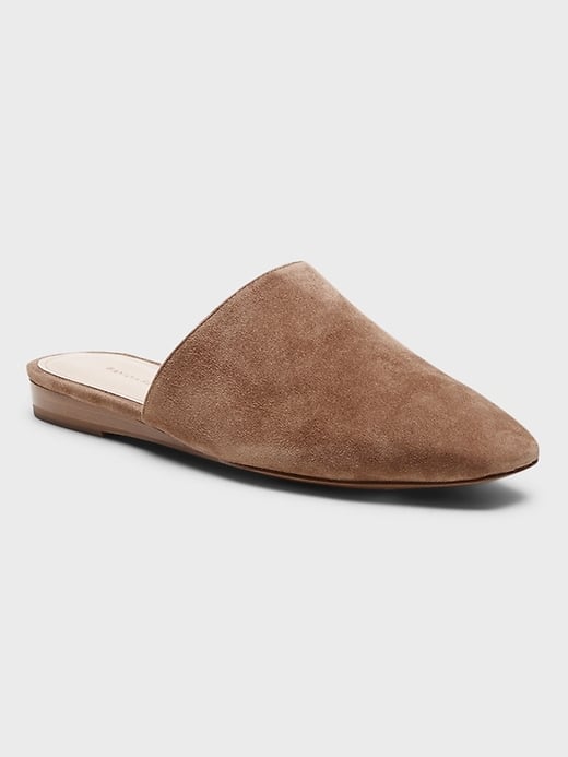 Suede Mini-Wedge Mules