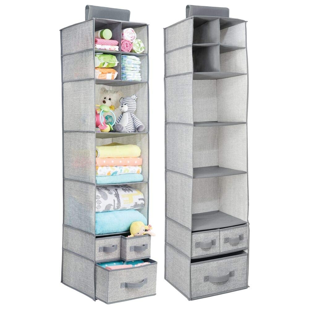 mDesign Fabric Over Closet Rod Hanging Storage Organizer