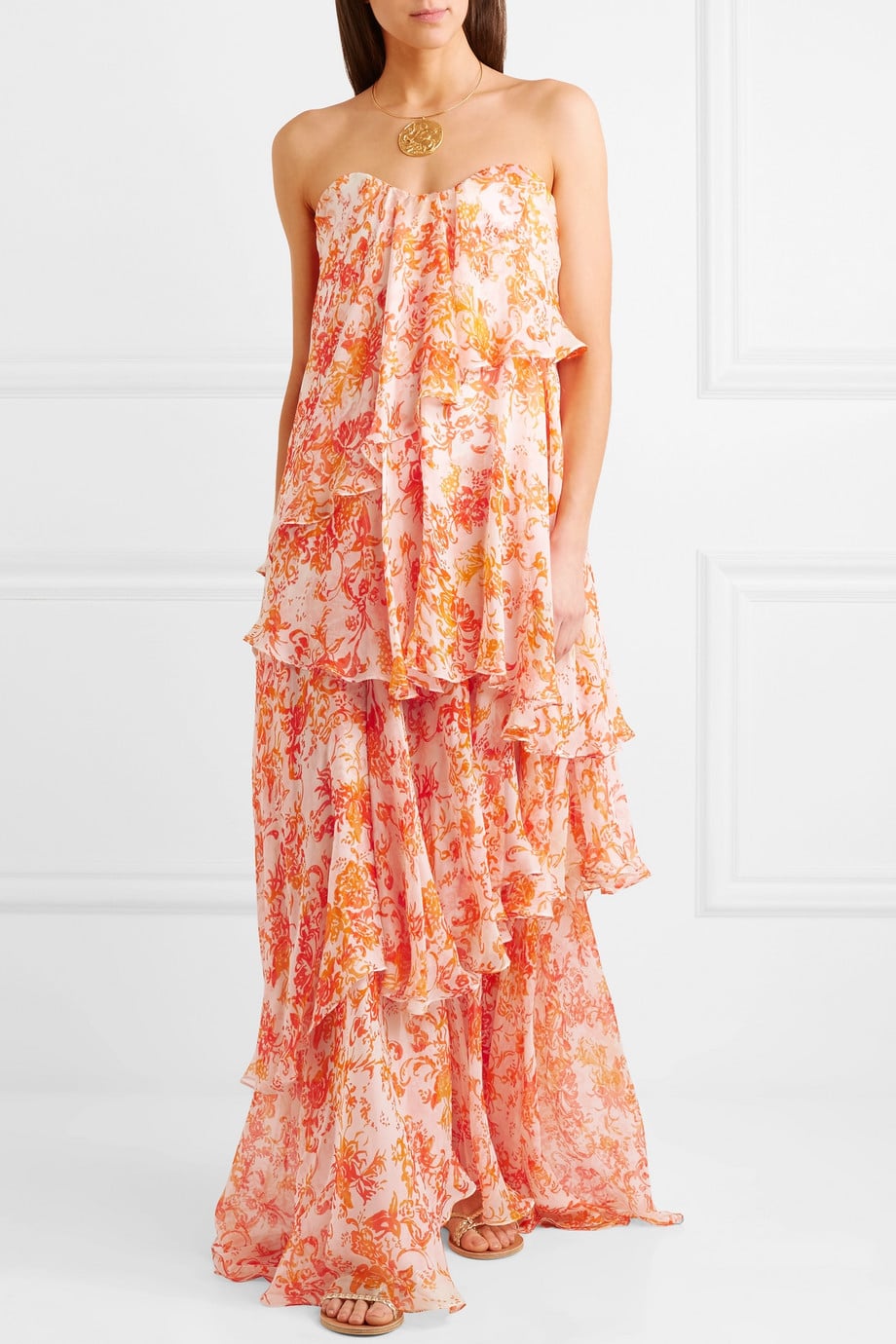 Caroline Constas Ruffled Tiered Maxi Dress | Pantone's 2019 Color of the  Year Is Just What You Need to Brighten Up Your Wardrobe | POPSUGAR Fashion  Photo 4