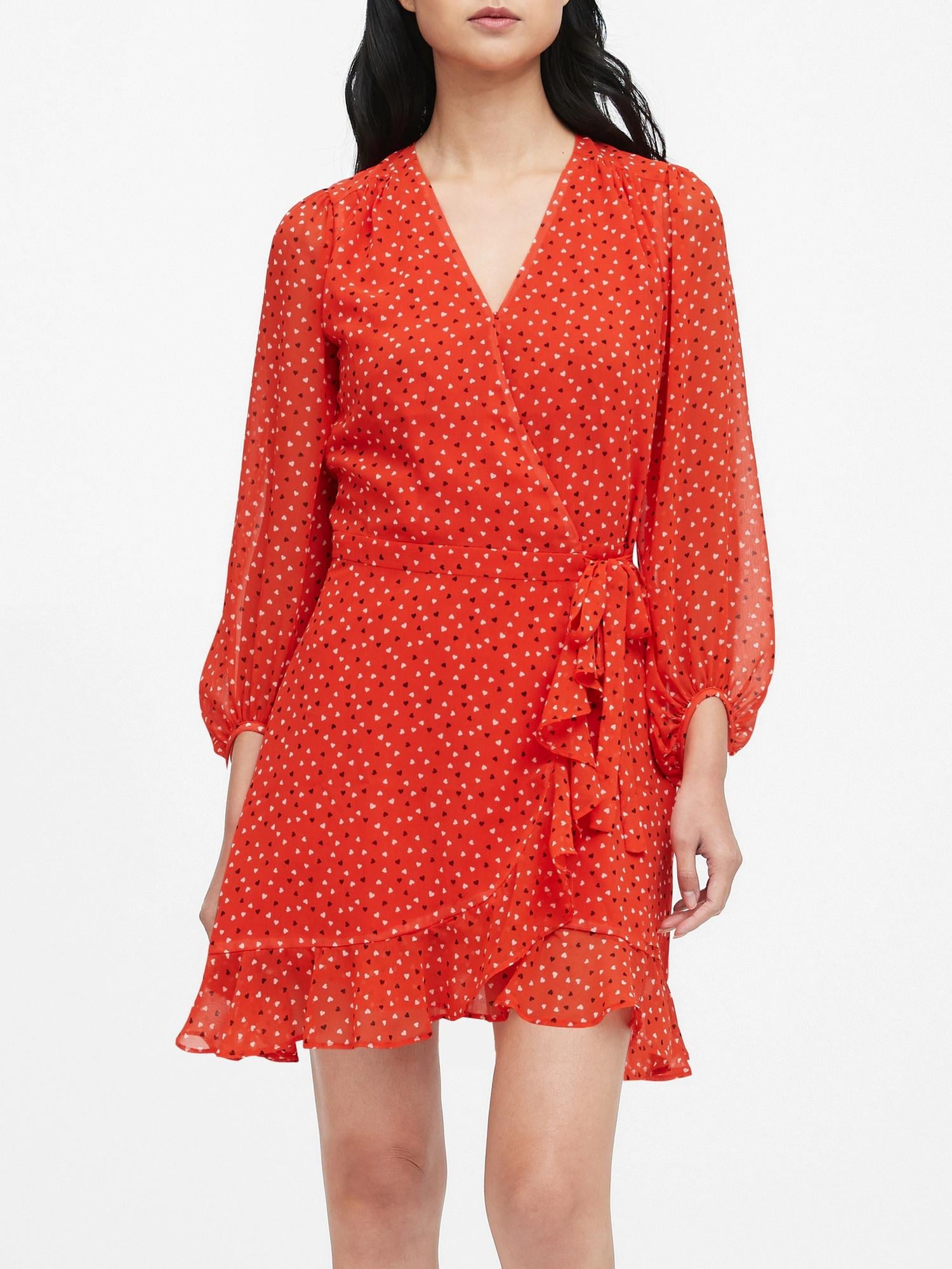 Banana republic shop ruffle wrap dress