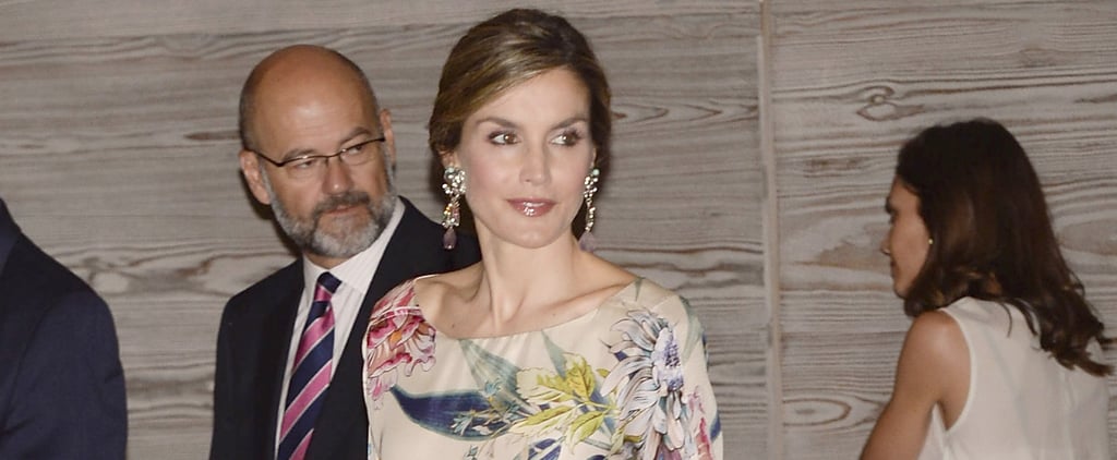 Queen Letizia's Floral Three-Quarter Sleeve Dress July 2016
