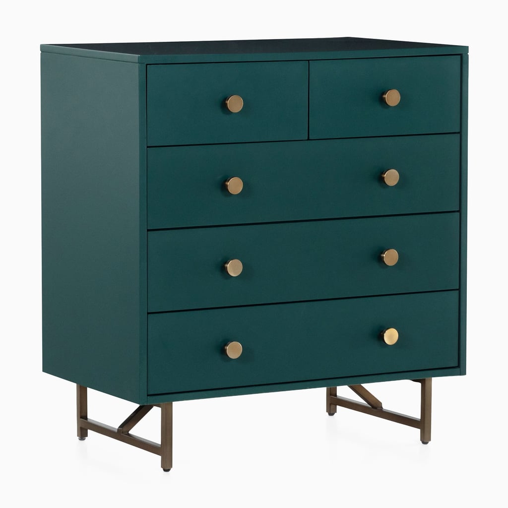 West Elm Modern Matte Wood & Brass 5-Drawer Dresser