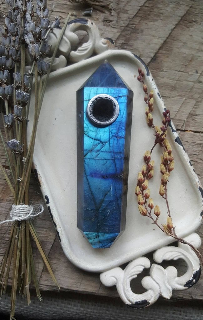 Labradorite Crystal Pipe 175 26 Magical Crystal Pipes That Make Smoking Weed Look Classy As Hell Popsugar Love Sex Photo 14