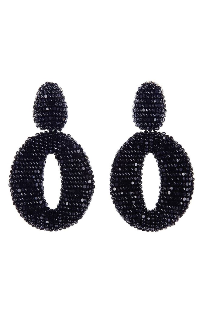 Oscar de la Renta Beaded Hoop Earrings