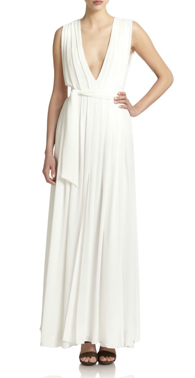 L'AGENCE Deep V-Neck Maxi Dress