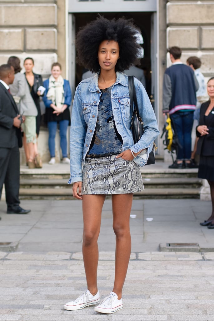 Wear Them With a Denim Jacket and Printed Miniskirt