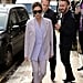 Victoria Beckham Wearing a Purple Suit