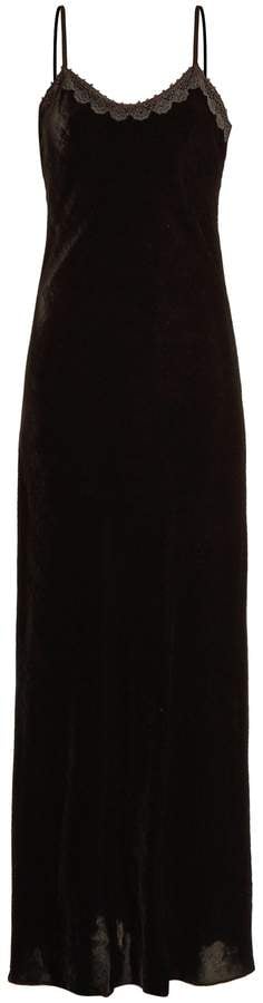 Racil Mann Lace-Trimmed Velvet Dress