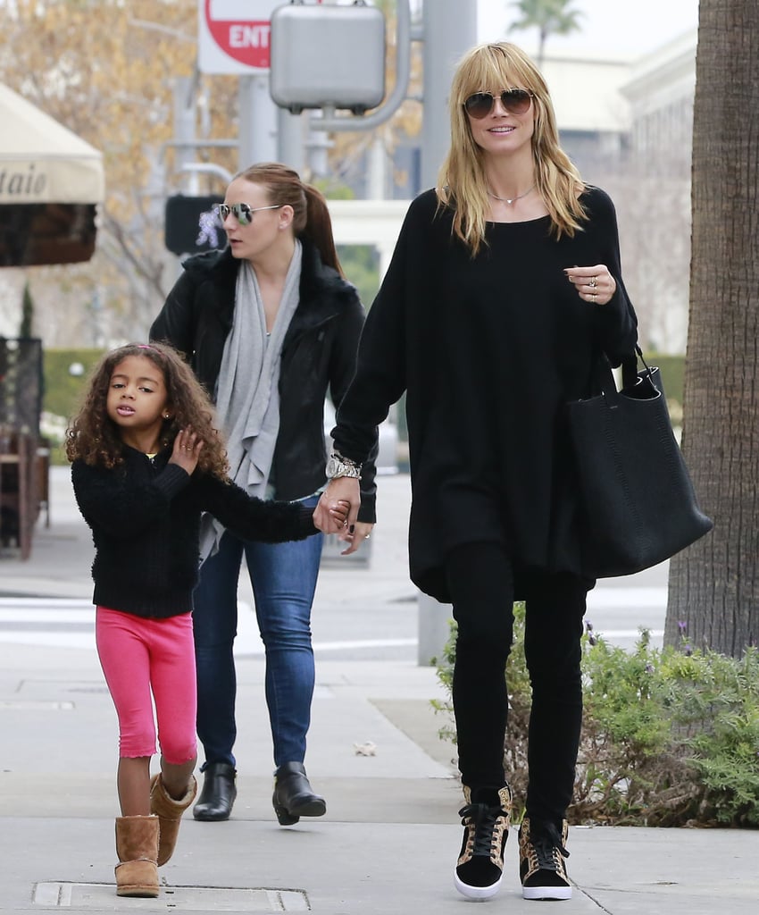Heidi Klum walked hand in hand with her daughter Lou in LA on Sunday.
