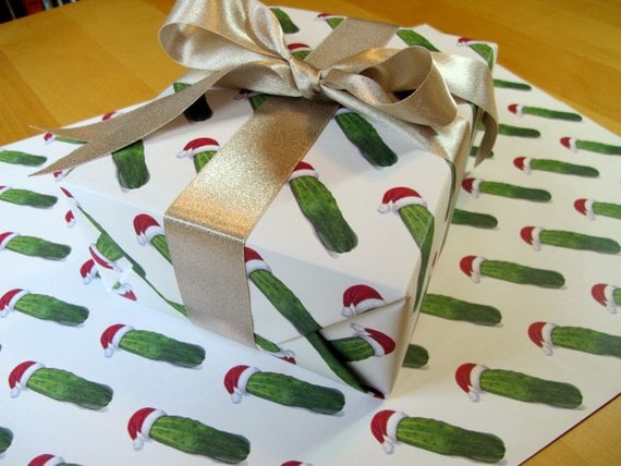 Santa Pickle Wrapping Paper