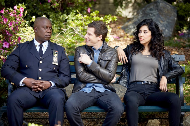 BROOKLYN NINE-NINE, l-r:  Andre Braugher, Andy Samberg, Stephanie Beatriz in 'The Bureau' (Season 3, Episode 22, aired April 12, 2016). ph: John P. Fleenor/Fox/courtesy Everett Collection