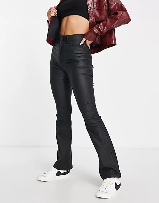 New Look Coated Flare Jeans in Black