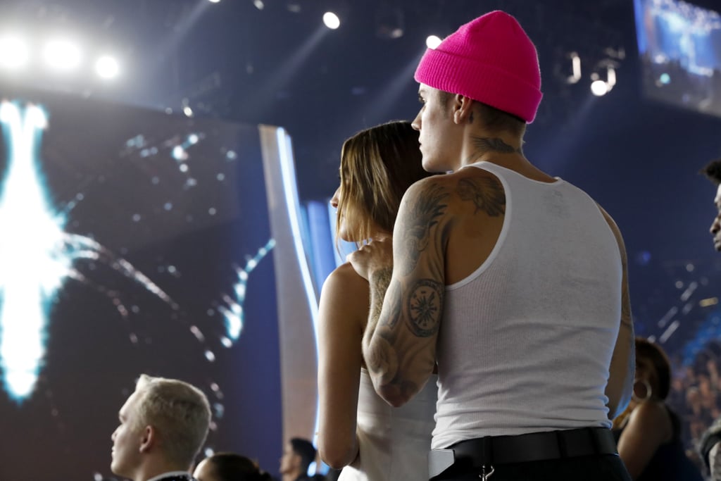 Justin and Hailey Bieber at the 2022 Grammys